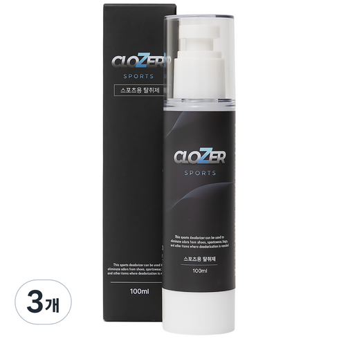 운동인 필수품 클로저 스포츠 신발 섬유 땀 냄새 제거 탈취제 100ml, 3개