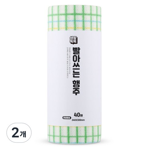 생활toktok 국산 여러번 빨아쓰는 롤타입 레이온 자연 행주 M, 2개, 40개입
