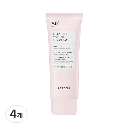아트델리 멜라 컷 톤업 선크림 SPF50+PA++++/기미 잡티, 4개, 50ml