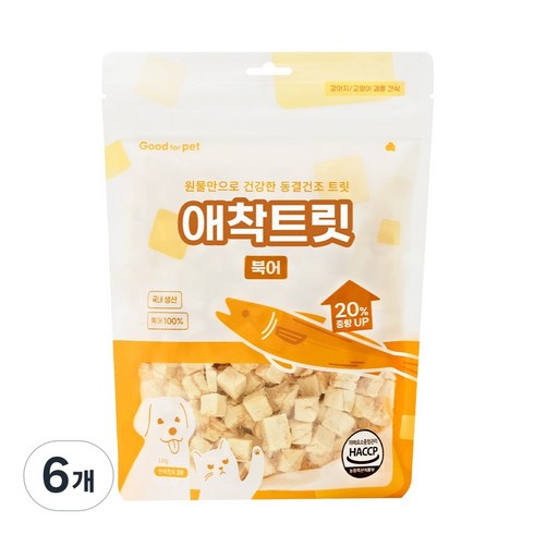 굿포펫 애착 트릿 국내산 동결건조 간식, 100g, 6개, 북어