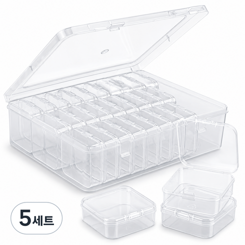 투명 미니 소품 수납 케이스 30개 대형 보관함 세트 비즈 액세서리 네일 파츠 정리함, 5세트