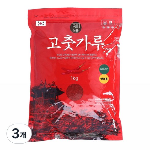 26년 햇고추 꿈틀식품 국산 고춧가루 최근제조 양념용, 1kg, 3개