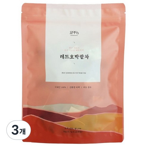 묘미담 레드 호박팥차 티백 국내산, 20개입, 3개