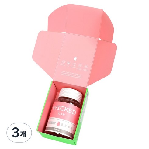 위키드랩 핑크 구미 베어, 40정, 3개