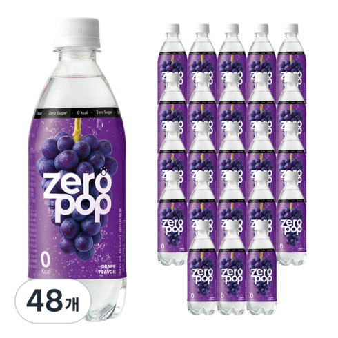 잇더핏 제로팝 포도맛 애사비소다 제로 탄산음료, 48개, 500ml