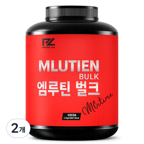 엠루틴벌크 게이너프로틴 틴수화물보충제 벌크업프로틴 연한코코아 곡물맛, 2개, 2.7kg