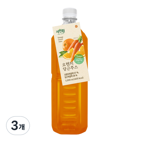 자연원 오렌지당근주스, 3개, 1L