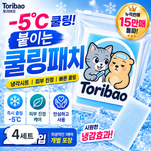 토리바오 개별포장 냉각시트 쿨링패치 붙이는 쿨패치 25매입, 4세트