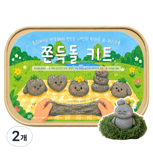 쫀득돌 클레이 키트 반려돌 워리스톤 만들기 세트 DIY 돌점토 락클레이, 2개, 400g, 회색