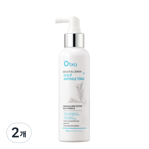 오브라 진저 앤 레몬 앰플토닉 150ml 탈모증상완화 기능성 인증 쿨링앰플 두피관리 두피앰플 두피쿨링스프레이, 2개