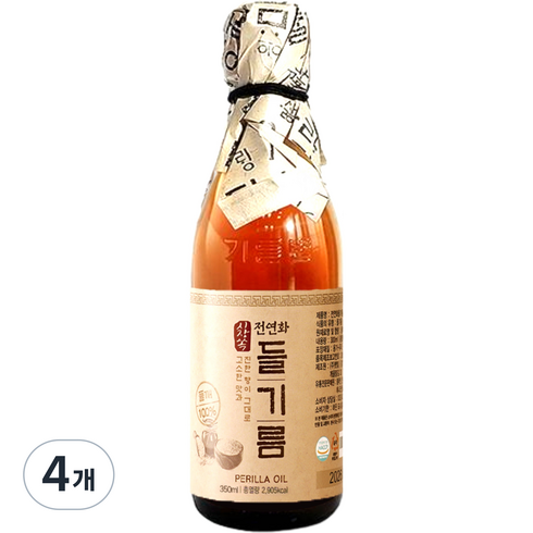 시장쏙 햇빛 전연화 들기름, 350ml, 4개