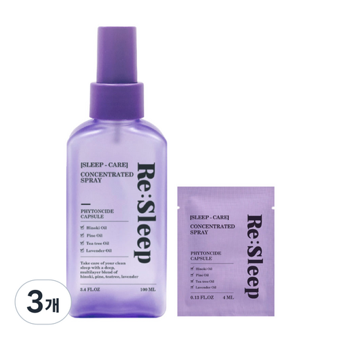 리슬립 슬립 케어 피톤치드 편백 농축 스프레이 휴대용 (오일 3% 캡슐형), 100ml, 3개