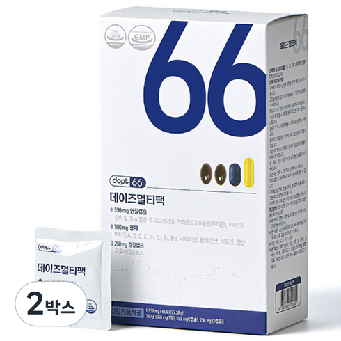 데이즈멀티팩 종합영양제 올인원영양제 멀티비타민+유산균+rTG오메가3+루테인, 66회분, 2박스