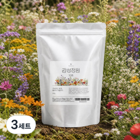 [노지직파 꽃씨앗 대용량] 베라노 감성정원 30종 꽃씨혼합 1만5천립 1평-3평 파종 노지 월동 다년생 사계절 야생화 종자, 3세트