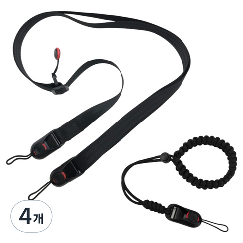 7중고강도로프 볼라비 카메라 스트랩 손목 목걸이 넥스트랩 dslr 미러리스 소니 캐논 퀵 카메라끈, 4개, JHS01(블랙)