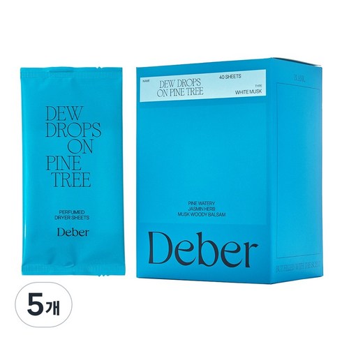 디베르 퍼퓸 건조기시트 화이트머스크향, 40매입, 5개