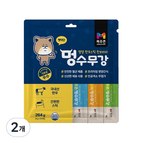 목우촌펫 강아지 펫9단 멍수무강 짜먹는 영양 간식 눈 11p + 관절 11p + 기관지 11p 세트, 2세트, 264g, 소고기맛