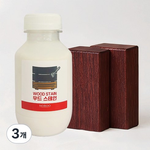 외부 목재용 수성스테인 오일스테인 페인트, 3개, 250ml, 초코브라운