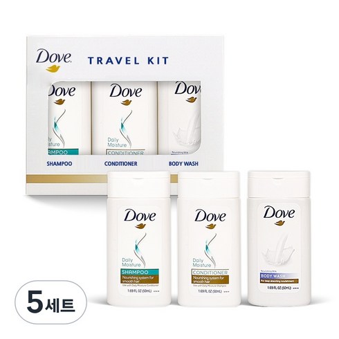 [도브] Dove 샴푸 바디워시 컨디셔너 여행용 3종세트, 5세트