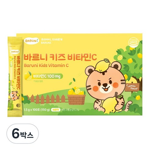 바르니 어린이 영양 키즈 비타민 C 레몬맛, 150g, 6박스