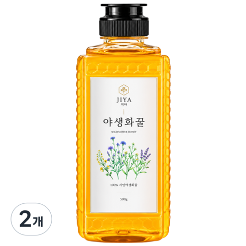 지야 100% 자연 천연 야생화꿀, 2개, 500g