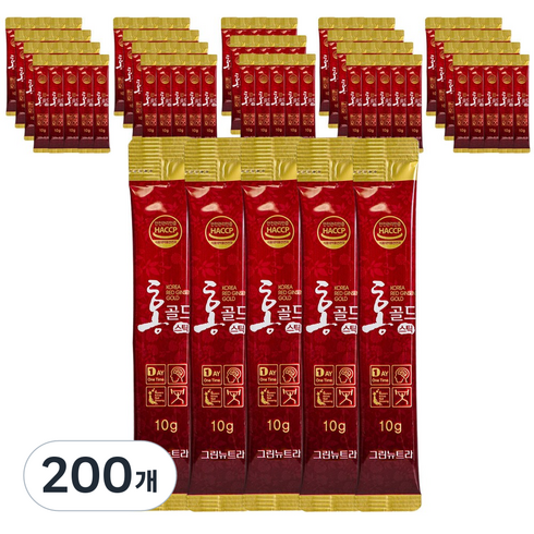 홍골드 6년근 진액 홍삼스틱 홍삼정 10ml 100포, 10g, 200개