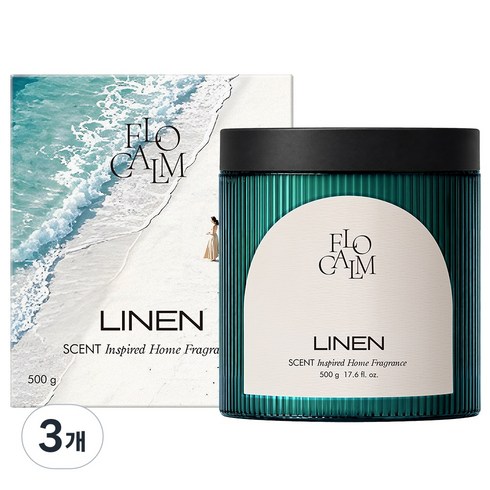 플로캄 대용량 실내 고체 탈취제 화장실 신발장 옷장 악취 냄새 제거 린넨 향, 500g, 3개