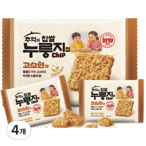 추억의 찹쌀 누룽지 스낵 고소한맛 288g, 4개