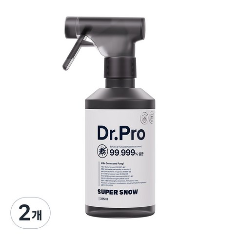 [슈퍼스노우] 닥터 프로(Dr. Pro) 스프레이 소독 세균 바이러스 살균 항균 화장실 에어컨 탈취 냄새 제거 곰팡이 억제 베란다 벽면 결로 물때 욕실 신발 무좀 발냄새 탈취제, 375ml, 2개