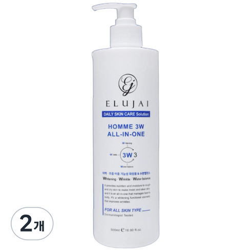 엘루자이 남성 옴므 3W 콜라겐 올인원 크림, 2개, 500ml