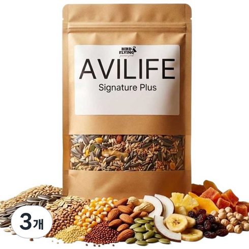 앵무새 배합 알곡사료 아비라이프 시그니처 플러스, 3개, 1kg
