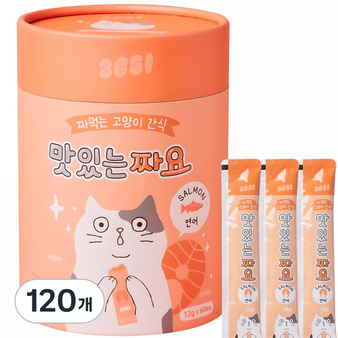 3651 맛있는 짜요 짜먹는 고양이 간식, 연어, 12g, 120개