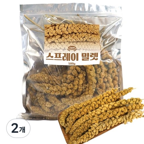 앵무새 햄스터 간식 건조밀렛 대용량, 2개, 500g