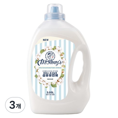 마미스 초고농축 섬유유연제 베이비코튼향, 3.05L, 3개