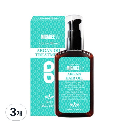 미가비 퍼퓸 아르간 헤어오일 블랑쉬, 100ml, 3개