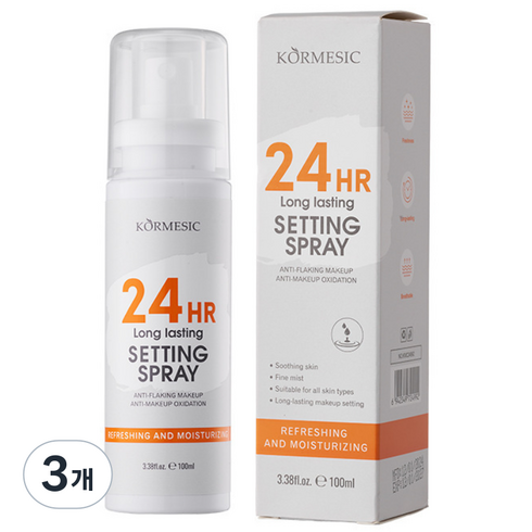 24시간 지속 롱래스팅 메이크업 세팅 픽서 스프레이 메이크업 픽서, 3개, 100ml