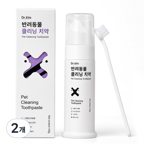 닥터 엘리오 반려동물 치약 강아지 구강 권리 구취/치석 제거 강아지 고양이 겸용 닭고기 맛 100g, 2개