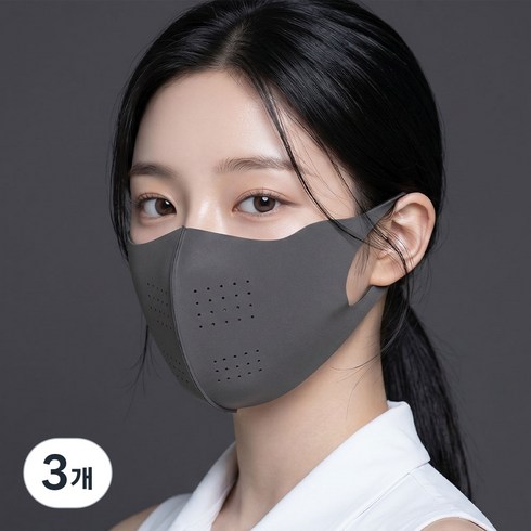 스탠다드엔 자외선차단 스포츠 쿨링 골프 마스크, 진그레이, 3개
