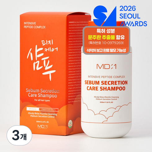 엠디원 인센티브 펩타이드 컴플렉스 비듬 한방 샴푸, 3개, 350ml