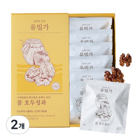 유밀가 수제 꿀 호두정과 6개입 1세트, 2개, 180g
