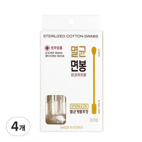 멸균 면봉, 30개입, 4개