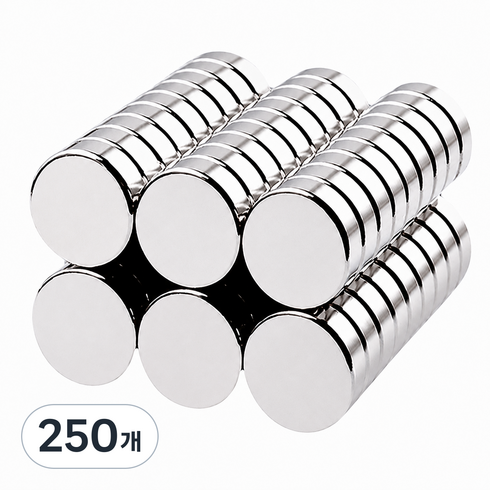 투데이리빙 초강력 네오디움 마그네틱 원형 자석 지름 10mm x 두께 3mm R99948S, 실버, 250개