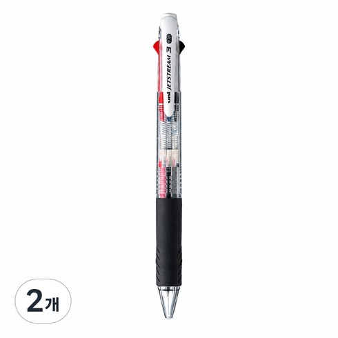 제트스트림 3색볼펜 0.38mm, 투명, 2개