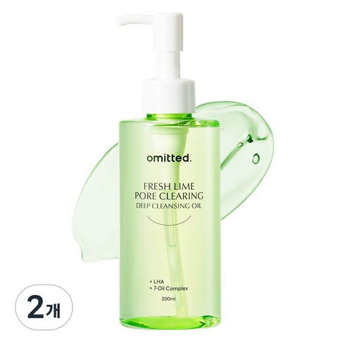 오미티드 블랙헤드/요철/피지 99% 제거 모공 LHA 데일리 클렌징 오일, 2개, 200ml