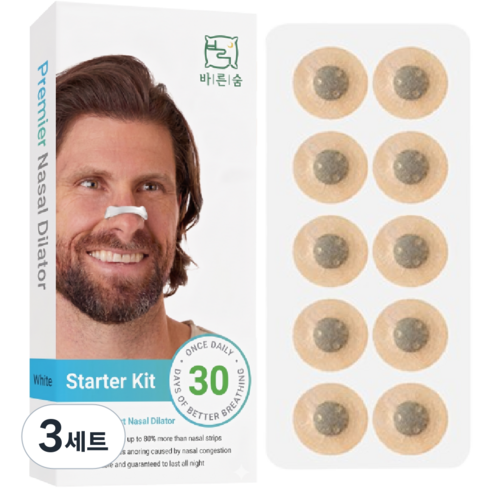 의료용 코골이완화 비강확장기 바른숨 60매(화이트), 3세트