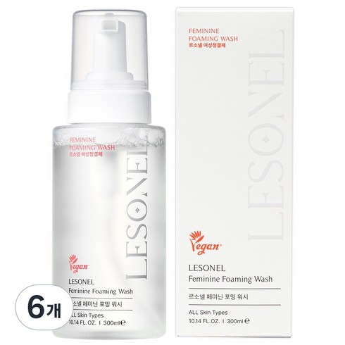 [르소넬 여성청결제] 미국 FDA 인증 약산성 락토 페미닌 포밍 워시, 6개, 300ml