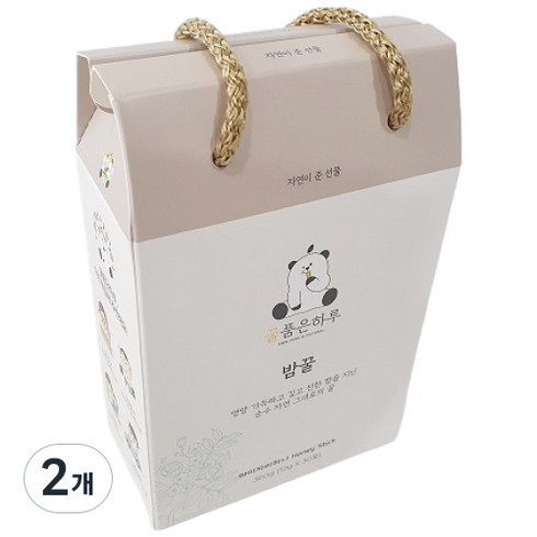 마미자리허니 국내산 100% 자연 벌꿀 꿀품은하루 꿀스틱 선물 답례품, 2개, 360g