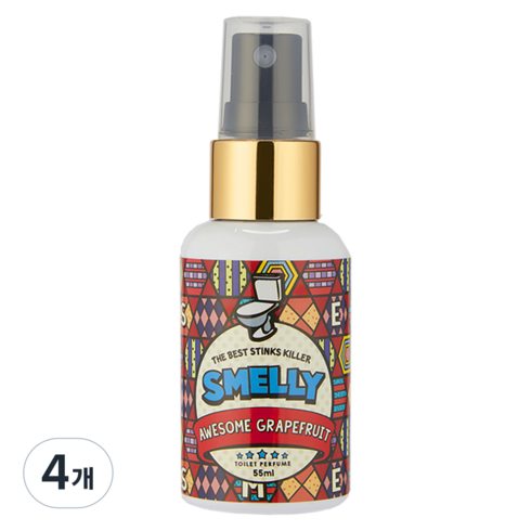 스멜리(SMELLY) 화장실용 토일렛퍼퓸 어썸그레이프프룻, 55ml, 4개, 어썸 그레이프 프룻
