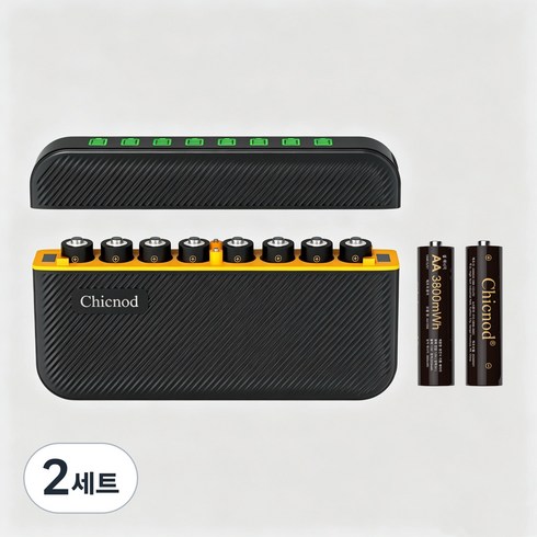 [KC 인증] CHICOND 8구 급속충전기 AA 1.5V 3800mWh 리튬이온 충전지 전용 스마트 충전기 CH-L841C, 2세트