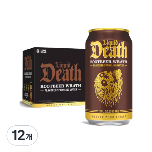 리퀴드데스 루트비어향 스파클링 워터, 12개, 355ml